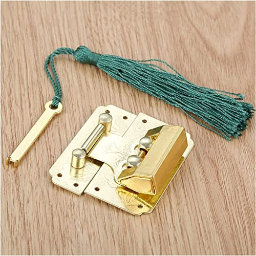 Antiker Riegel-Haspe-Verschluss, Haken-Ösenriegel, Gold, chinesisches altes Schloss, Holzkiste, Vorhängeschloss, Vintage-Kastenschloss, Haspe, Haushaltsmöbel, Schnalle, Uhr, Schnalle, Schloss-Hardware