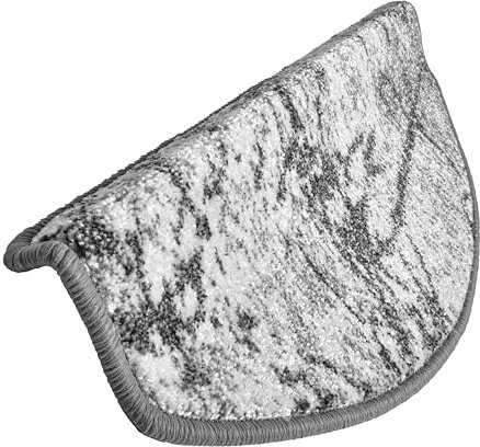 oKu-Tex Stufenmatte | Stufenmatten Set 15 Stück | innen | halbrund | selbstklebend | Marmor-Optik | crème beige | strapazierfähig und weich | 15 teilig | 65 x 28 cm