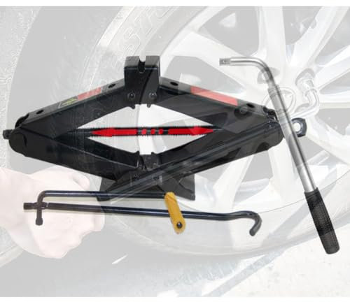 DJSDN Auto-Scherenheber, Wagenheber mit Schere, tragbarer Auto-Reifenheber mit arbeitssparendem Ratschen-Design, tragbares Reifenwechselset for Hebebühne (Size : Jack+Folding Rocker+tire Wrench)
