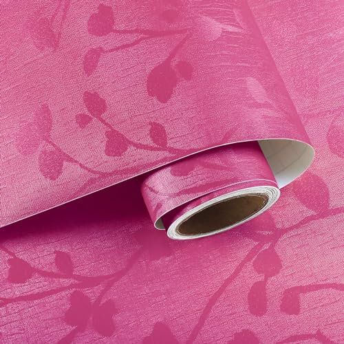 VaryPaper Selbstklebende Tapete Rosa Klebefolie Blumen Vintage 40cmx200cm Dekorfolie Selbstklebend Möbelfolie Muster Folie für Möbel Fototapete Schlafzimmer Wohnzimmer Schrankfolie Lagerregal Wanddeko