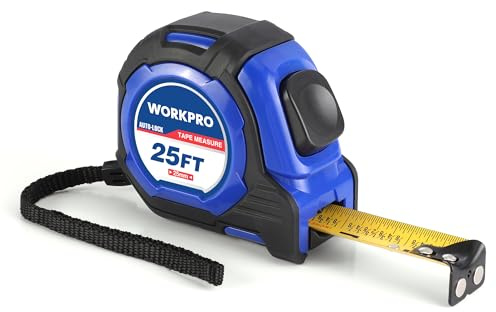 WORKPRO 25FT Auto-Lock Tape Measure, 1/8 Fractions Easy Read Measuring Tape, Double Retract Measurement Tape Accuracy 1/32 for Engineer,with Magnetic Hook, Rubber Protective Casing