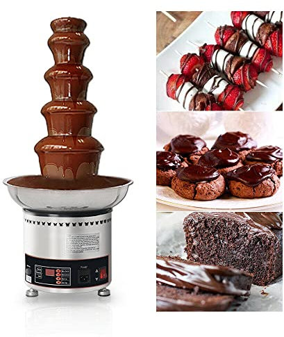 AINITAIFENG Fondue de Chocolate de 5 Niveles, derretidor de Cascada de Chocolate, Calentador de Chocolate de Acero Inoxidable, Adecuado para cumpleaños de Negocios y en casa