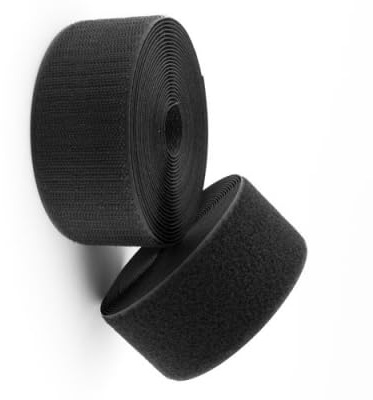 5 meter kardborrband för sömnad (svart, 50 mm bredd)
