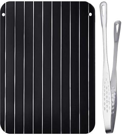 1 piastra scongelamento rapido per alimenti congelati, 1 pinza per barbecue, vassoio scongelatore, tagliere scongelatore, piastra per pesci, piatto per oggetti
