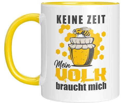 Lustiges Geschenk für Imker | Kaffeebecher mit Biene und Honigwaben | Keine Zeit, mein Volk braucht mich | Beidseitiger Druck | Tasse für Imker, Bienenzüchter | Geburtstag, Weihnachten