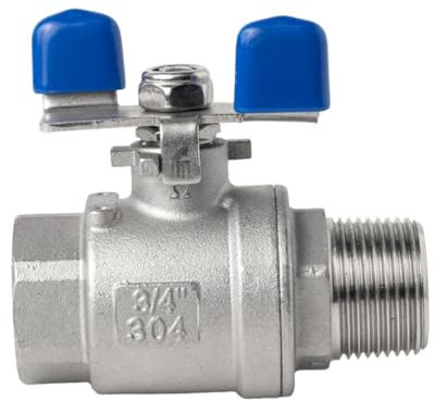 vanne en acier inoxydable, Vannes à bille à poignée papillon en acier inoxydable 304, 1/4 3/8 1/2 3/4 1 femelle × vanne à bille filetée mâle DN8-25, 1 pièce(DN20)