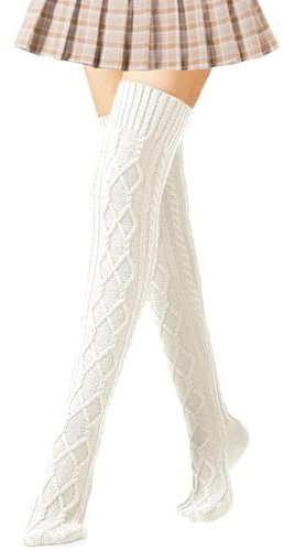 MOAZIFI Kniestrümpfe Damen Winter, Overknees Strümpfe Lange Strick Beinstulpen, Warme Beinwärmer für Stiefel, Legwarmers im Modischen Design