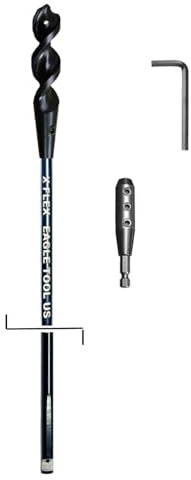 Made in The USA, Eagle Tool US X Flex, Installer Dirt Auger Drill Bit and Adaptor Kit, 1-Inch by 72-Inch bit and 1/4-inch Hex Adaptor