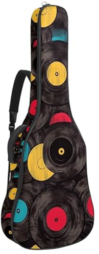 Akustikgitarrentasche aus Vinyl, Vintage-Stil, 100 cm, 106,7 cm, mit verstellbarem Schultergurt, Gitarrentasche mit Rückenaufhänger, geeignet für E-Gitarren, Bassgitarren, klassische Gitarren,