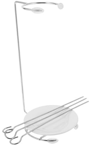 TOPBATHY 1 Jeu Brochettes barbecue porte-brochettes pour grill batterie de cuisine en acier inoxydable porte-brochette en métal grilles suspendues pour barbecue support à brochettes Silver