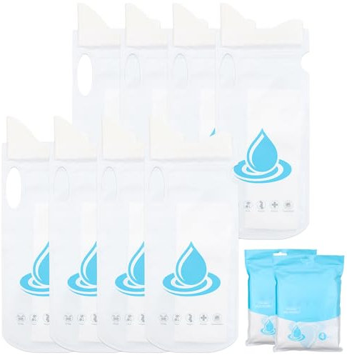 HBERCAI 8 Stück urinbeutel für Unterwegs,Urinbeutel für Frauen,Kinder, Männer,Einweg Urinbeutel mit Griff,Tragbares Urinal Wee Pinkelbeutel Taschen WC für Unterwegs für Camping,Reisen,Auto Stau-700ml