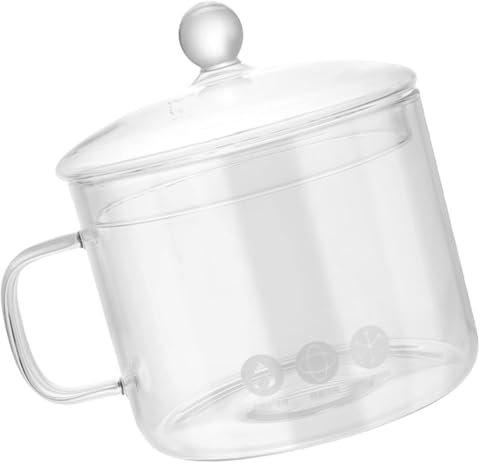 MAGICLULU Pentola Per Stufato in Borosilicato Ad Alto Spessore Da 1350 Ml Con Coperchio Per Ciotola Per Noodle Istantanei Per Uso Domestico E Nei Ristoranti