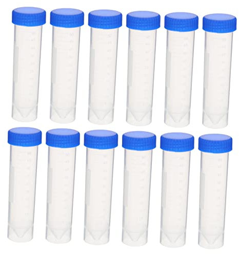 SOLUSTRE Tubes à centrifuger en plastique 50 ml bouchons à vis, 50 pièces, tubes autoportants pour laboratoires et sciences de vie