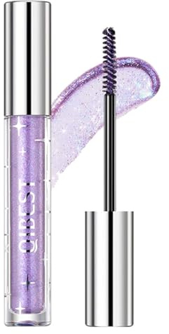 Glitter mascara, lila glitter mascara med diamant glittrande, vattentät och hållbar flytande glitter mascara, förlängning och volym lila mascara, färgglad mascara ögonmakeup för fest/bröllop