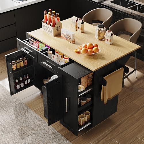 Isla de cocina moderna, armario de cocina, armario buffet, carro comedor con vetas de madera, mesa de comedor multifuncional con espacio de almacenamiento, carrito comedor con estantes para aperitivos