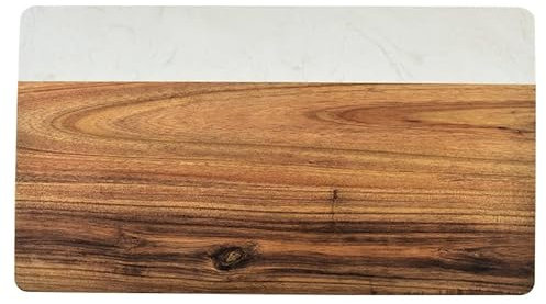 Schneidebrett Marmor Spleißen Holz Küche Kreative Western Essen Flache Platte Pizza Steak Platte Hackblöcke Geschenk Einfach,Weiß-15.7 * 8.7in