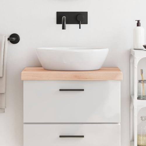 Fasba Waschtischplatte 60x30x(2-6) cm Massivholz Unbehandelt, Arbeitsplatte, Waschtischkonsole Tischplatte für Badezimmer, Holzplatte Platte