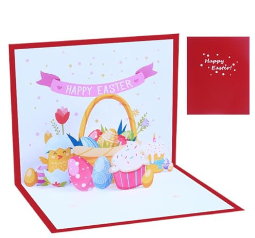 POP UP Karte OSTERN - Handgemachte Grußkarte Hase Osterkarte Pop Up Card | Religiöse Osterkarte | Religiöse Osterkarte | Pop Up Karten mit Ostereiern | Frühlingsgeschenk
