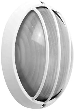 Blendend Aplique exterior ovalado de aluminio, E27, blanco, 10.5x22x14 cm, IP44, ideal para decoración y protección en espacios exteriores.