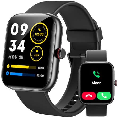 Smart Watch for Men Women, Answer/Make Calls,Smart Watches for iPhone/Samsung/Android, Alexa Built-in,Fitness Watch with Heart Rate Sleep SpO2 Monitor,IP68 Waterproof, 100+ Sports-Black