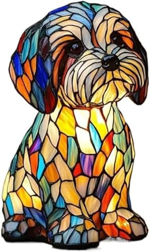 Donubiiu Handgefertigte Lampe, Dackel Bulldogge Border Collie Pudel, Dekorative Led Hundelampe, die Herzen Erstrahlen lässt (Malteser)