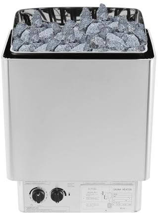 Stufa per sauna, Stufa per sauna a comando interno 9 kW, Tubi riscaldanti in acciaio inossidabile per sauna 9 m³, Timer 3 ore, 110 ℃ Max 41 x 25 x 58 cm