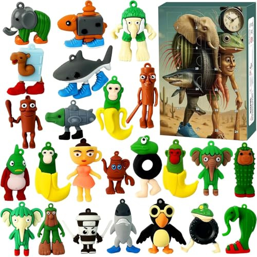Vtizikl Italian Brainrot Advent Calendar, 24 Days Christmas Countdown Tung Tung Tung Sahur Figures for Kids & Adults, Tralalero Tralala Advent Calendar 2025 Kids for Fans, Friends (B)