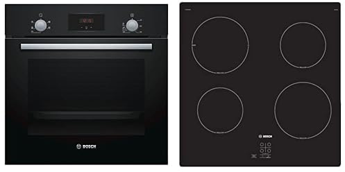 Bosch Set: Built-In Electric Single Oven + 60cm Induction Hob, A Rated, Stainless Steel & Black