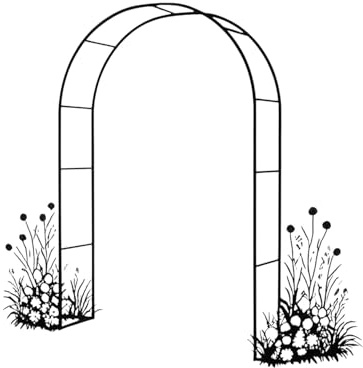 Arche de jardin en métal de 2,5 m de haut x 4 m de large - Pour mariage, cérémonie, treillage - Pergola - Décoration extérieure pour cour intérieure - Finition noire - 100 x 220 cm (l x H)