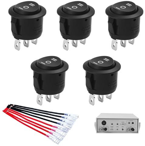 5 Stück Kippschalter 3 Positionen,3 Wege Schalter 230v,mit Draht Wippschalter Klein,Wechselschalter 12v,10A/125v 6A/250v 3-Polig Mini-Schalter Rund,für Auto Motorrad PKW Boot Wohnmobil Haushaltsgeräte
