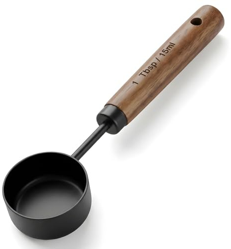 Tyqour 1 Tbsp Coffee Scoop for Ground Coffee Stainless Steel Coffee Measuring Spoon Walnut Handle 15 Ml Teaspoon Scoop Perfect for Coffee, Tea