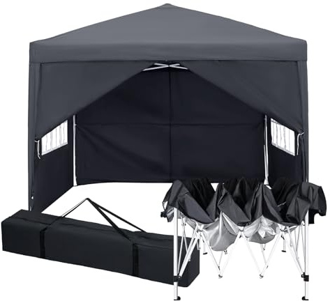 Tonnelle de Jardin,Tente Pliante de Exterieur 3x3m avec 4 Côtés、Sac de Transport,Tonnelle Pliante Imperméable,Anti UV50+，Hauteur Réglable，Tente Réception,Tente de Camping,Barnum Exterieur,Anthracite