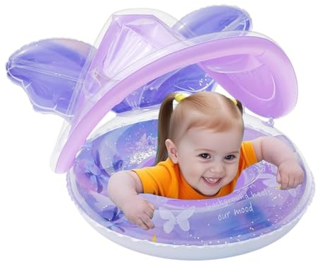 Baldacchino galleggiante per per bambini - Lettino da nuoto gonfiabile da 22,44x16,93 pollici, set di aiuti per seggiolino acquatico a farfalla, ideale per divertirsi nel lago, in spiaggia, in