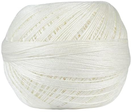 1 Stück 50g Filethäkelgarn Häkelgarn Baumwolle Stärke 7 Mercerisiertes Garn Dünn Crochet Yarn (Weiß)