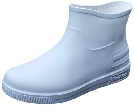 Generiskt vattentäta gummistövletter dam, gummistövletter dam bred fot, med halkfri sula regnstövlar slip-on regnskor tjocka sulor, slitstarka gummistövlar, utomhusskor