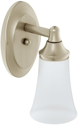 Moen YB2861BN Eva 1-Light Dual-Mount Bath Bathroom Vanity Fixture with Frosted Glass, Brushed Nickel