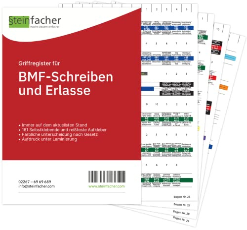 Steinfacher Griffregister für BMF-SCHREIBEN/ERLASSE (MIT amtlichen Überschriften)