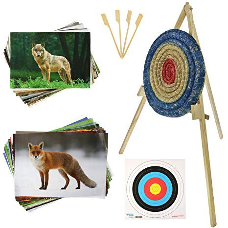 EINSTEIGERSET | Zielscheibe aus Stroh - inkl. Ständer und Auflagen (60x6, Strohscheibe) für Pfeil und Bogen, Bogensport, Bogenschießen