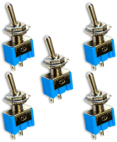 VUNIVERSUM 5X Premium 2Pin Mini EIN/Aus Kippschalter Schalter On Off DIY AC 125V/6A 250V/3A RC Blau Modellbau