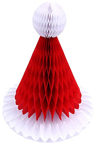 ANCLLO 5 Stück Weihnachtsmützen mit Wabenball zum Aufhängen an der Decke, Wand, Dekoration für Partys