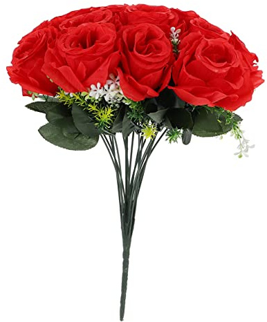 VINTORKY Konstgjord Rosbukett För Gravdekoration Silkesblommor För Kyrkogård Evigt Blomsterarrangemang Eleganta Blommor För Minnesceremonier Och Begravningar