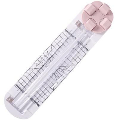 4-in-1-Papierschneider, Multifunktionales Schiebewerkzeug zum Basteln von Papier mit Geraden Gewellten Perforierten und Rillklingen zum Schneiden von Papier Etiketten Fotos Postkarten