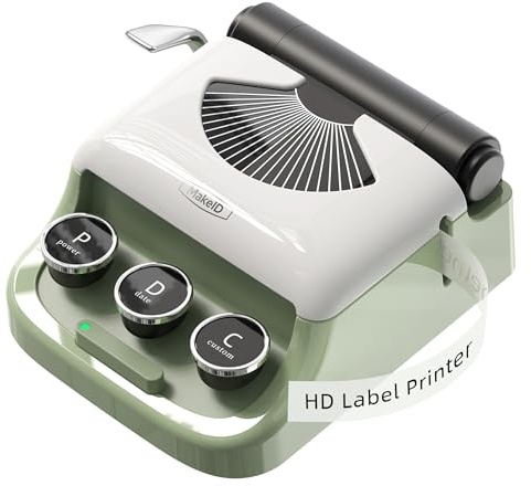 Makeid Q1 Label Maker Machine with Tape - Portable Bluetooth Label Makers for Home & Office Organization - Compatible with Apple iOS & Android - Clear Prints, Custom Templates & Fonts, Retro Design