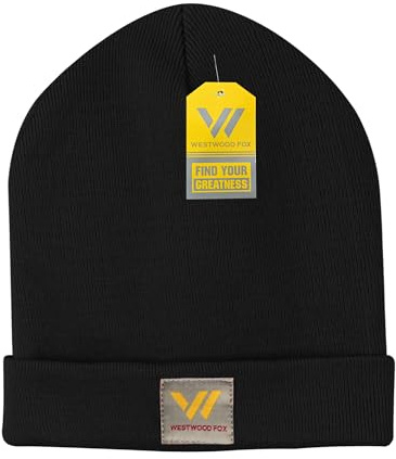 WESTWOOD FOX mössa hatt män kvinnor, stretchig mjuk manschett ullig mössa tjockt varmt foder, löparhatt, termisk herrhatt, varm mysig skalle keps, Svart, one size