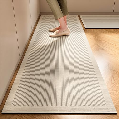 Highdi Tapis de Cuisine Absorbant, Nordique, Antidérapant, Diatomite, Lavable, pour Salle de Bain, Couloir (Beige, 40x120cm)