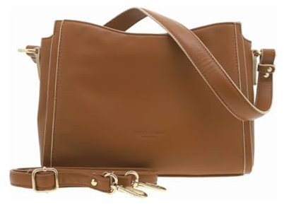 Fuchsia - Sac à main porté épaule camel uni bicolore lisse avec marque embossée - Taille TU