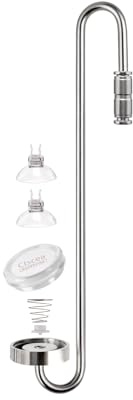 Clscea Aquarium Stainless Steel CO2 Diffuser, S-Hook CO2 Atomizer with Built-in Check Valve and Replaceable Disc for Aquarium Plant Tank, 30cm (L)