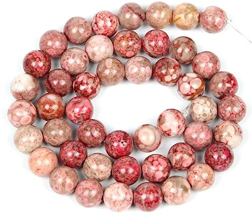 46 Stück 8 mm natürliche rote Chrysanthemen-Steinperlen, runde Perlen für die Schmuckherstellung, DIY-Armband, Halskette