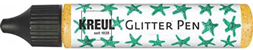 KREUL 49847 - Glitter Pen gold, Glitzer Effektfarbe im handlichen 29 ml Pen, zum Verzieren, Beschriften und Dekorieren von vielfältigen Materialien, hergestellt auf Wasserbasis