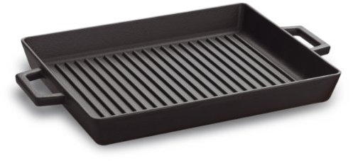 Pentole Agnelli COGHSET26320M Griglia con Maniglie, Ghisa, Nero Opaco, 26 x 32 cm